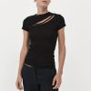 ST. AGNI Cut Out Knit Tee - Black | T-Shirts