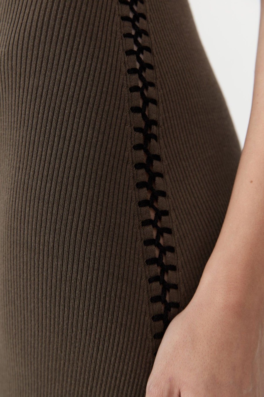 ST. AGNI Stitch Detail Dress - Kelp | Basics