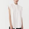 ST. AGNI Sleeveless Tuck Detail Shirt - White | Tops