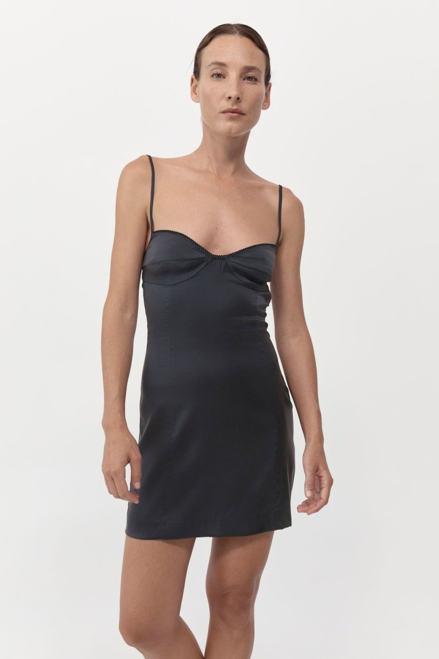 ST. AGNI Soft Silk Cami Dress - Washed Black | Dresses