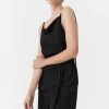 ST. AGNI Textured Silk Halter Top - Black | Tops