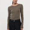 ST. AGNI Organic Cotton Long Sleeve Top - Kelp | Tops