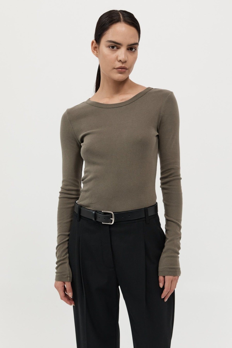 ST. AGNI Organic Cotton Long Sleeve Top - Kelp | Tops