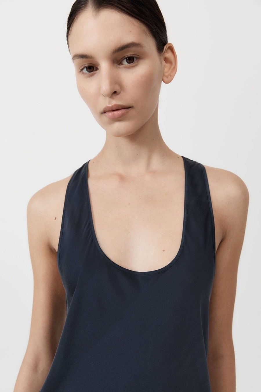 ST. AGNI Soft Silk Bias Tank Dress - Inkwell | Dresses