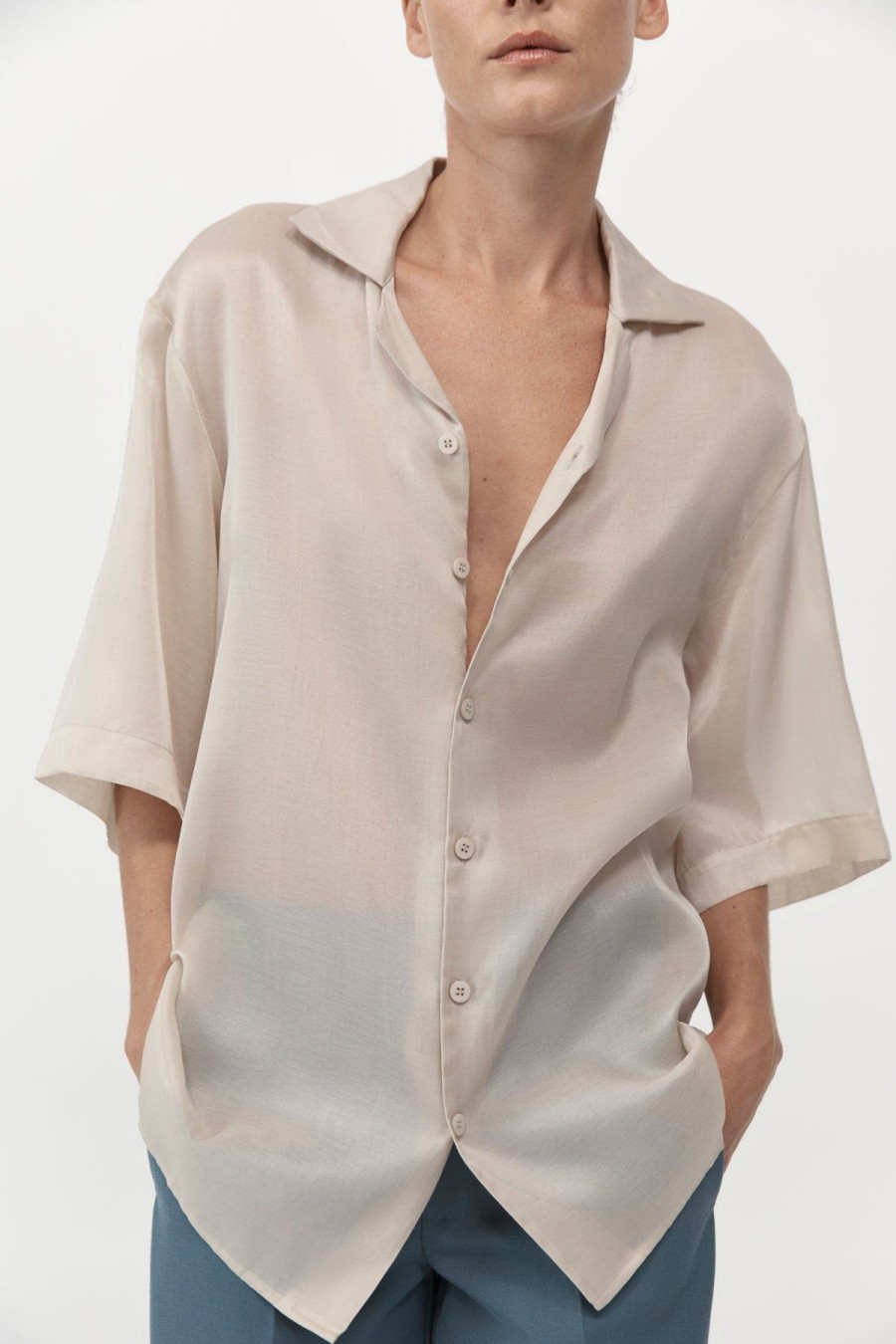 ST. AGNI Relaxed Collar Shirt - Birch | Shirts