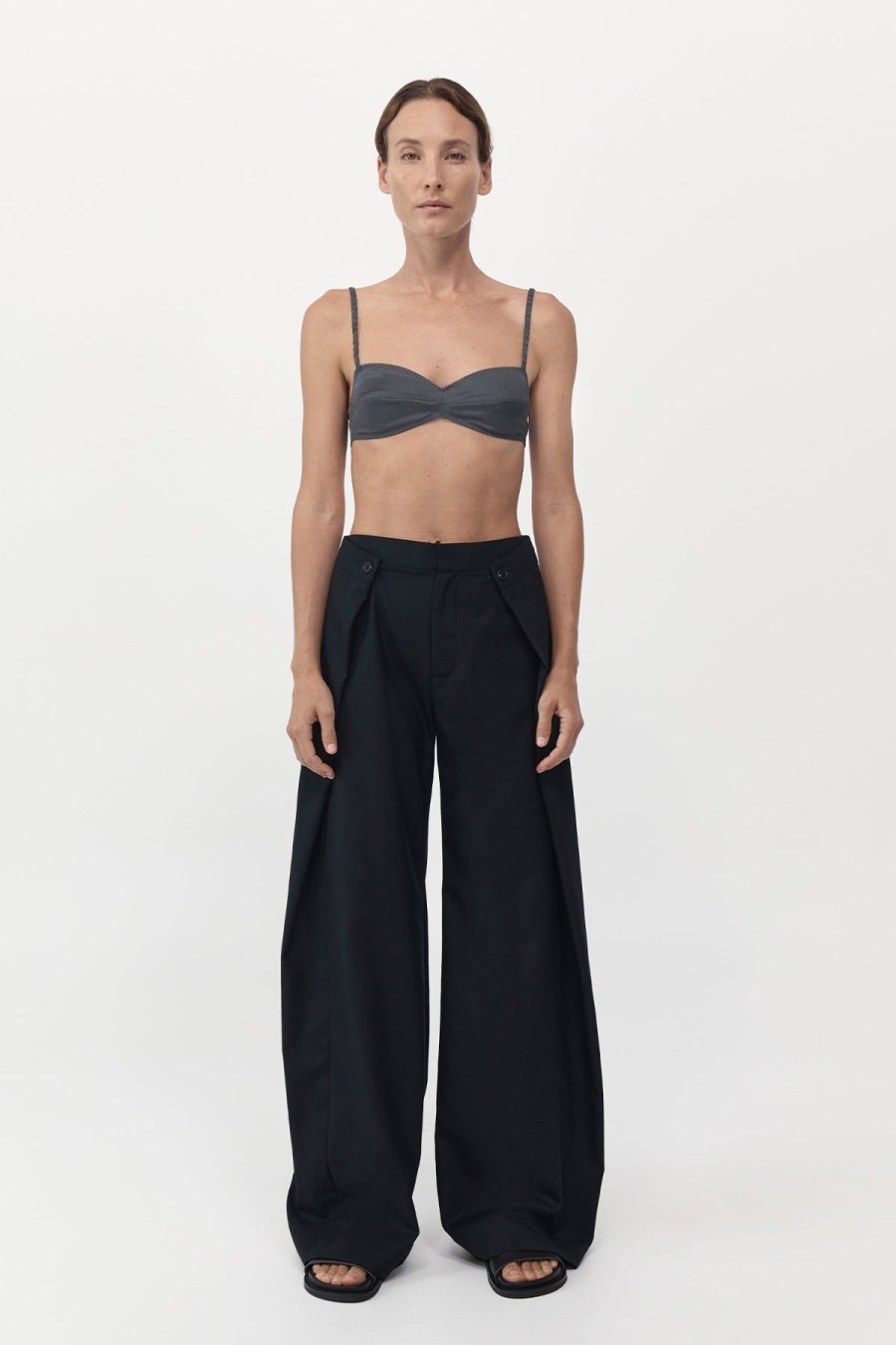 ST. AGNI Soft Silk Bralette - Washed Black | Tops