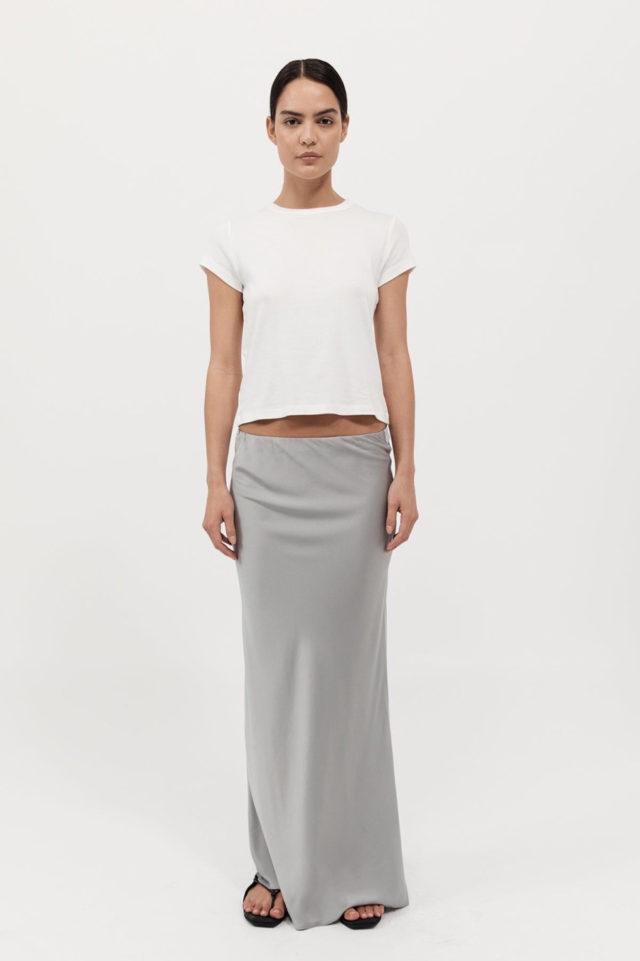 ST. AGNI Bias Slip Skirt - Silver | Skirts