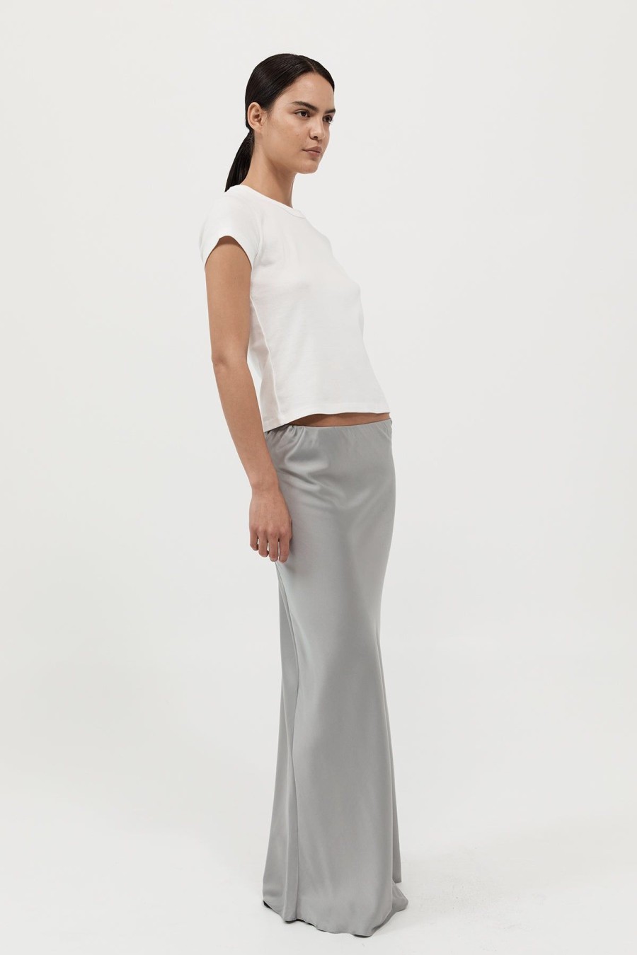 ST. AGNI Bias Slip Skirt - Silver | Skirts