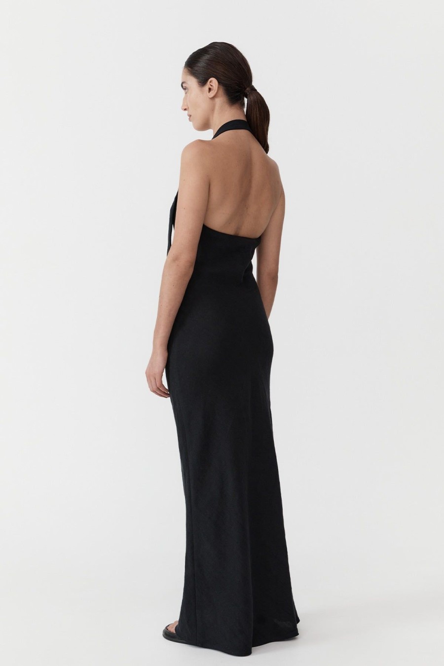 ST. AGNI Linen Bias Maxi Dress - Black | Dresses