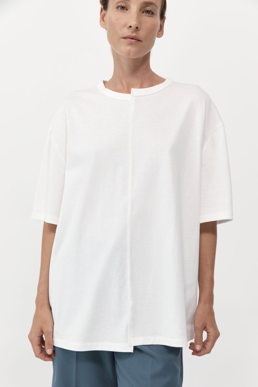 ST. AGNI Deconstructed T-Shirt - White | Tops