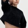 ST. AGNI Alpaca Cropped Tee - Black | Knitwear