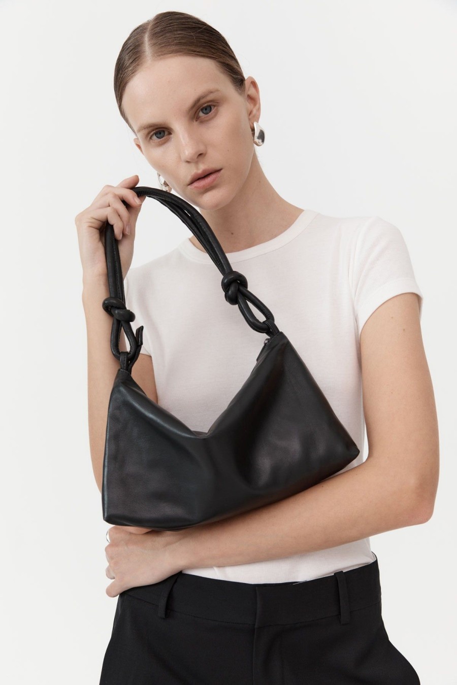 ST. AGNI Knotted Baguette Bag - Black | Bags