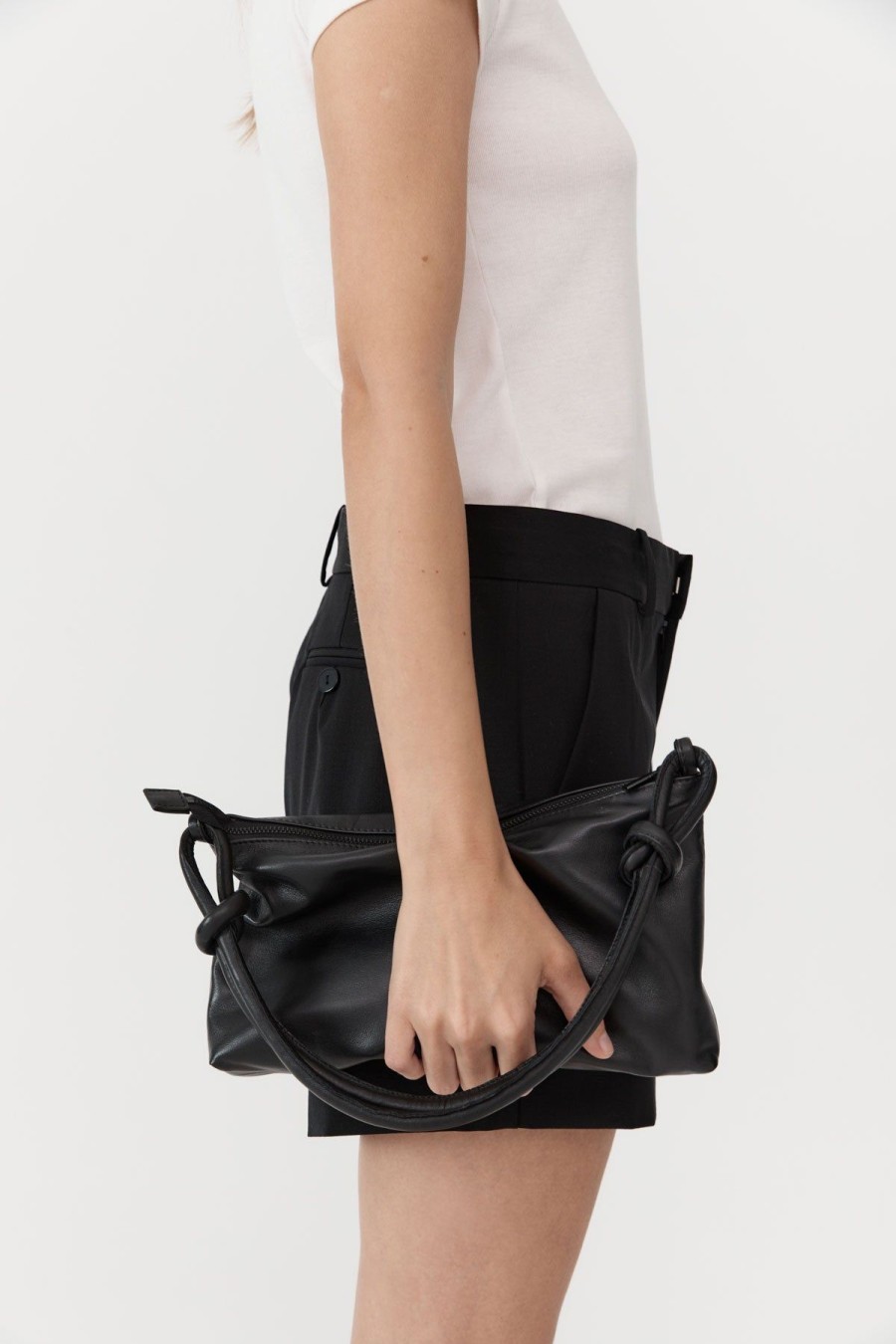 ST. AGNI Knotted Baguette Bag - Black | Bags