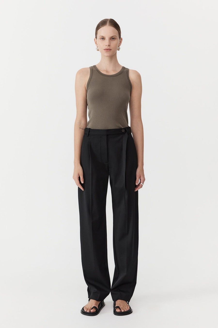 ST. AGNI Belted Pants - Black | Tailoring