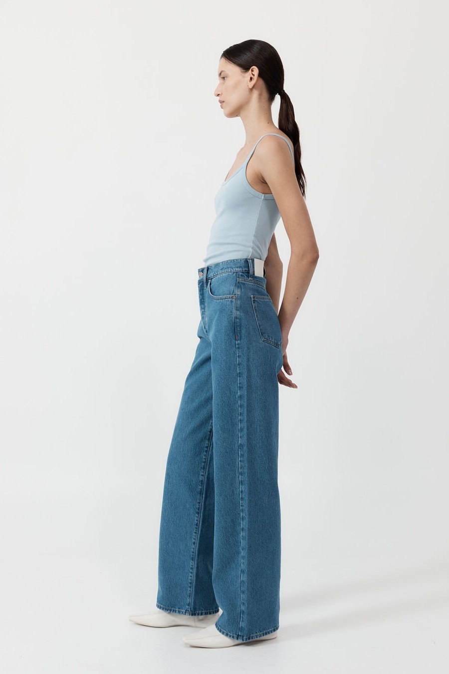 ST. AGNI Mid Rise Wide Leg - Denim Blue | Denim