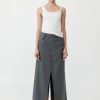 ST. AGNI Deconstructed Waist Maxi Skirt - Pewter Grey | Skirts