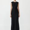 ST. AGNI Pinstripe Silk Maxi Dress - Black | Dresses