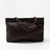 ST. AGNI Wide Bagu Woven Tote - Chocolate | Bags