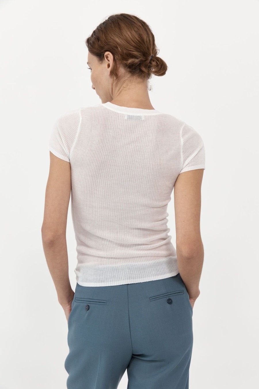 ST. AGNI Second Skin Knit Tee - White | Tops